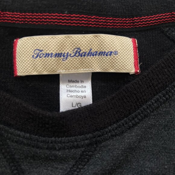 Tommy Bahama Shirt Mens Large Gray Black Logo Raglan Sleeve Performance Pullover - Picture 2 of 12